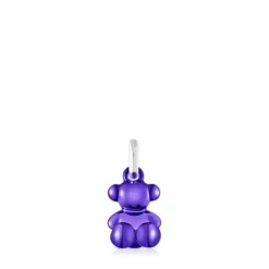 Pingente urso pequeno em aço em cor lilás Bold Bear