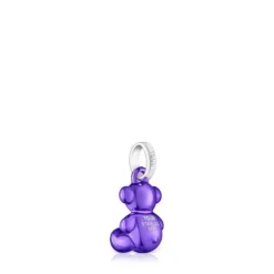Pingente urso pequeno em aço em cor lilás Bold Bear