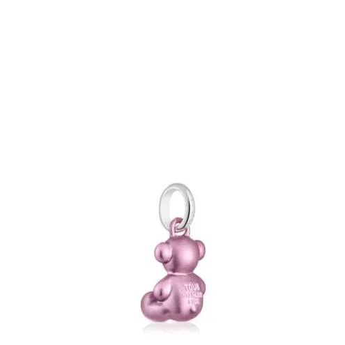 Pingente urso pequeno em aço em cor rosa-claro Bold Bear