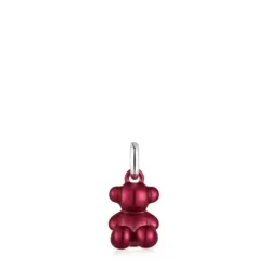 Pingente urso pequeno em aço em cor vermelho Bold Bear