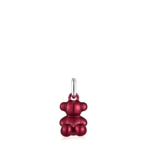 Pingente urso pequeno em aço em cor vermelho Bold Bear