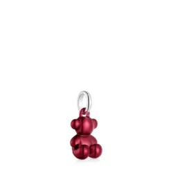 Pingente urso pequeno em aço em cor vermelho Bold Bear