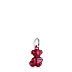 Pingente urso pequeno em aço em cor vermelho Bold Bear