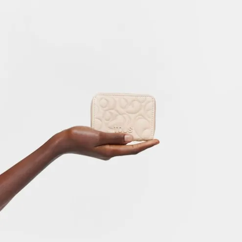 Porta-moedas em pele bege TOUS Greta