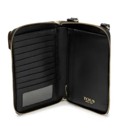 Porta-telemóvel para pendurar com carteira Kaos Icon preto e bege