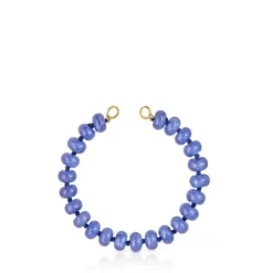 Pulseira banhada a ouro 18 K sobre prata e quartzito azul Hold Oval
