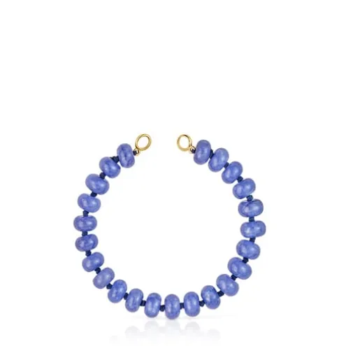 Pulseira banhada a ouro 18 K sobre prata e quartzito azul Hold Oval