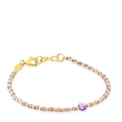 Pulseira bolas banhada a ouro de 18 K sobre prata e ametista Basic Colors