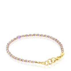 Pulseira bolas banhada a ouro de 18 K sobre prata e ametista Basic Colors