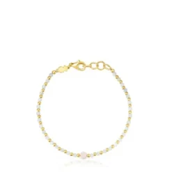 Pulseira bolas banhada a ouro de 18 K sobre prata, berilo e morganita Basic Colors