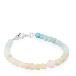 Pulseira bolas quartzo rosa e berilos multicolor Basic Colors