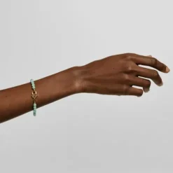 Pulseira com banho de ouro de 18 K sobre prata e amazonitas TOUS MANIFESTO