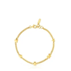 Pulseira corrente banhada a ouro de 18 K sobre prata e motivos Bold Motif