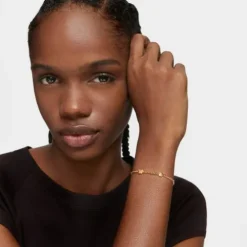 Pulseira corrente banhada a ouro de 18 K sobre prata e motivos Bold Motif