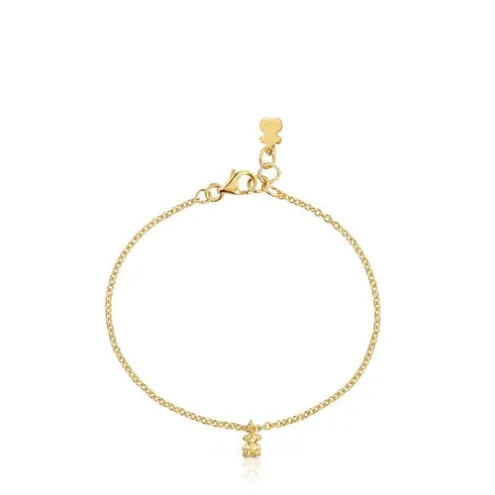 Pulseira corrente banhada a ouro de 18 K sobre prata com argolas redondas Bold Bear
