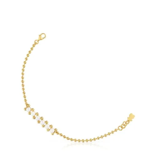 Pulseira corrente banhada a ouro de 18 K sobre prata e pérolas cultivadas Gloss