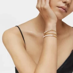 Pulseira corrente banhada a ouro de 18 K sobre prata e pérolas cultivadas Gloss
