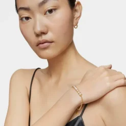 Pulseira corrente banhada a ouro de 18 K sobre prata e pérolas cultivadas Gloss