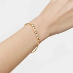 Pulseira corrente banhada a ouro de 18 K sobre prata e pérolas cultivadas Gloss