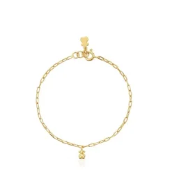 Pulseira corrente banhada a ouro de 18 K sobre prata com argolas ovais Bold Bear