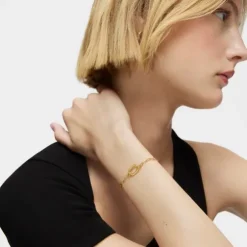 Pulseira corrente banhada a ouro 18 K sobre prata Hold Oval