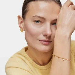 Pulseira corrente banhada a ouro de 18 K sobre prata, pérolas cultivadas e pedras preciosas TOUS Grain
