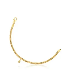 Pulseira corrente barbada banhada a ouro de 18 K sobre prata Bold Bear