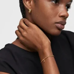 Pulseira corrente barbada banhada a ouro de 18 K sobre prata Bold Bear