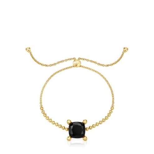 Pulseira corrente com detalhes banhada a ouro de 18 K sobre prata e ónix Color Black