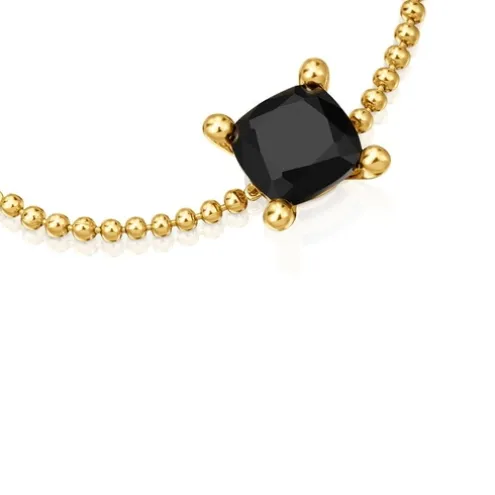Pulseira corrente com detalhes banhada a ouro de 18 K sobre prata e ónix Color Black