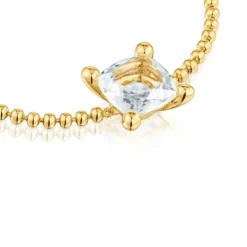 Pulseira corrente com detalhes banhada a ouro de 18 K sobre prata e quartzo de cristal de rocha Color White