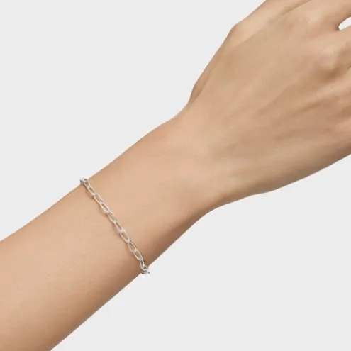 Pulseira corrente em prata Hold Oval