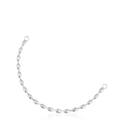 Pulseira corrente em prata com motivos de bola ovais Hold Oval