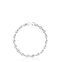 Pulseira corrente em prata com motivos de bola ovais Hold Oval