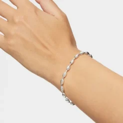 Pulseira corrente em prata com motivos de bola ovais Hold Oval