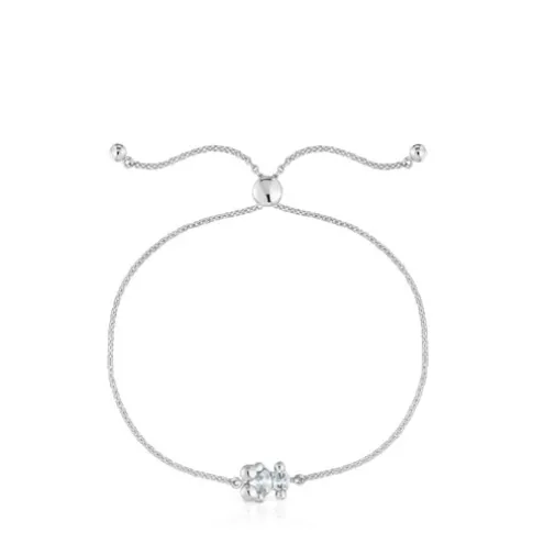 Pulseira corrente motivo urso em prata e quartzo cristal de rocha Color Bear
