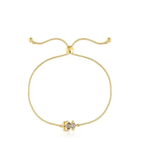 Pulseira corrente motivo urso banhada a ouro de 18 K sobre prata e espinélio verde criado em laboratório 8 mm Color Bear LGG