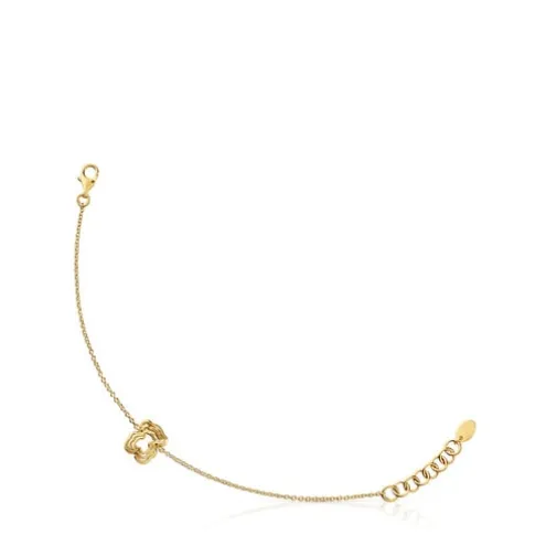 Pulseira corrente triplo urso banhada a ouro 18 K sobre prata Bickie