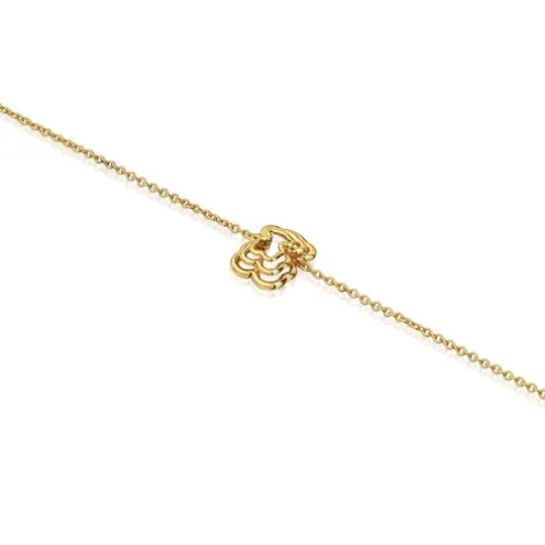 Pulseira corrente triplo urso banhada a ouro 18 K sobre prata Bickie