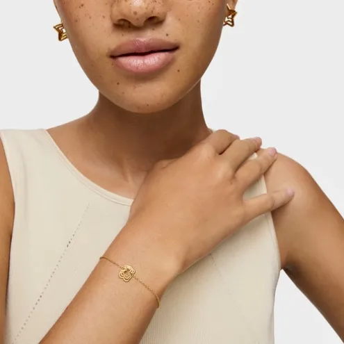Pulseira corrente triplo urso banhada a ouro 18 K sobre prata Bickie
