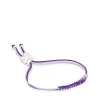 Pulseira de cordão lilás e malva com urso em prata Bold Bear