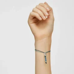 Pulseira de cordão turquesa e azul-marinho com urso em prata Bold Bear