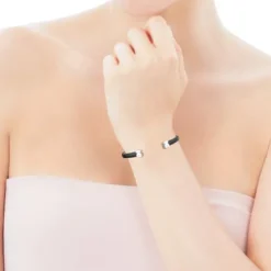 Pulseira de couro preto e prata Sweet Dolls