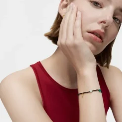 Pulseira elástica banhada a ouro 18 K sobre prata, ónix e pedras preciosas Bold Bear