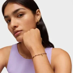 Pulseira elástica banhada a ouro de 18 K sobre prata e turmalinas Bold Bear