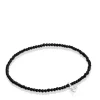 Pulseira elástica com ónix e motivo de urso em prata Bold Bear