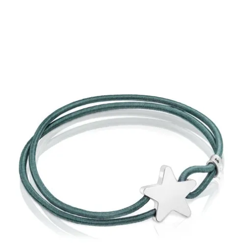 Pulseira elástica Sweet Dolls azul com estrela em prata