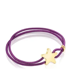 Pulseira elástica Sweet Dolls lilás com estrela em prata vermeil
