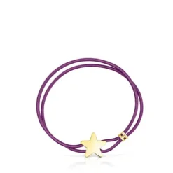Pulseira elástica Sweet Dolls lilás com estrela em prata vermeil