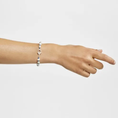 Pulseira em nylon azul com prata e pérolas cultivadas TOUS MANIFESTO